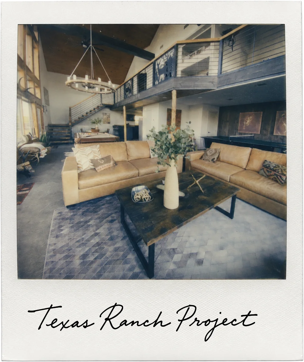 Polaroid photo of The Lodge at the Ranch living room